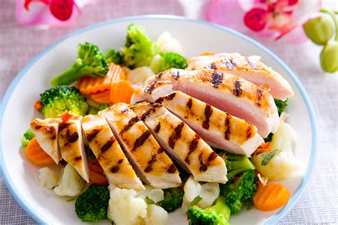 Plato de pollo a la plancha con verduras frescas, listo para un almuerzo fácil y saludable
