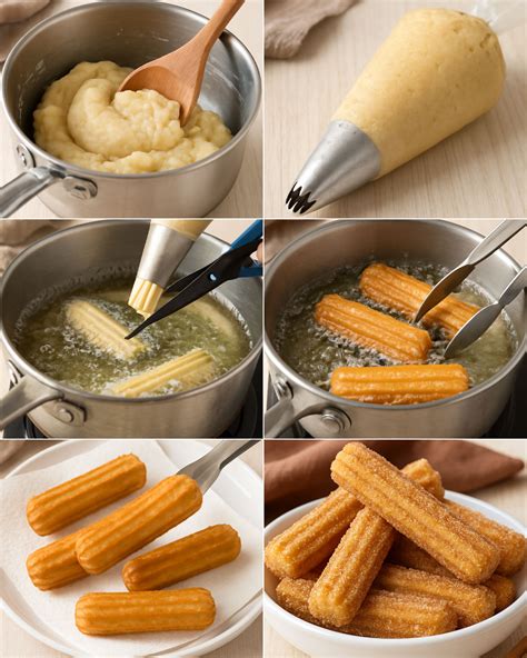 Preparación de la masa de churros en una olla, mostrando la mezcla homogénea