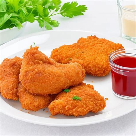 fotografía de pechuga de pollo frita dorada y crujiente