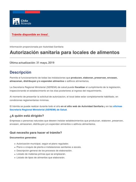 Esquema del proceso de solicitud de Autorización Sanitaria para alimentos