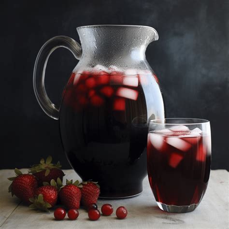 Jarra de cristal con Borgoña decorada con frutillas frescas