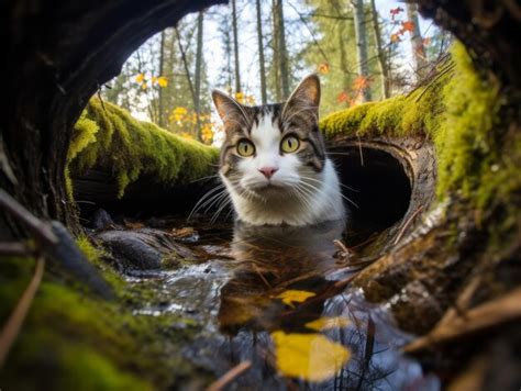 Foto de un gato mirando con curiosidad una salchicha en un plato