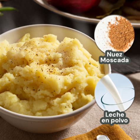 Plato de puré de papas con nuez moscada rallada