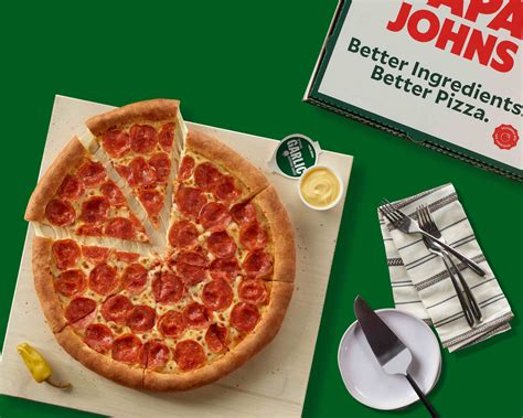 Infografía detallada de combos de pizza y acompañamientos Papa Johns