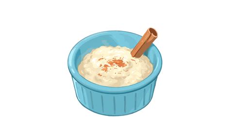 Ilustración de un plato de arroz con leche con canela