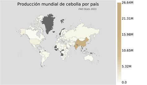Mapa mundial de producción de cebolla