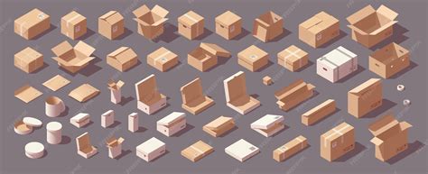 Ilustración de diferentes tipos de cajas para pastelería, mostrando variedad de formas y tamaños.