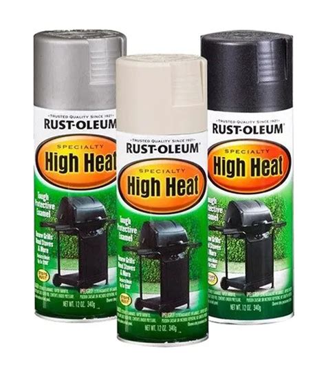 Latas de pintura Rust Oleum High Heat en aerosol, una de ellas mostrando el acabado blanco mate