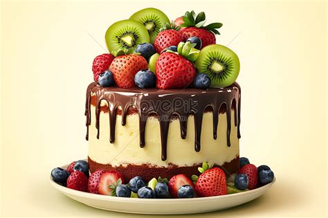 Tarta de chocolate vegana terminada, decorada con frutas