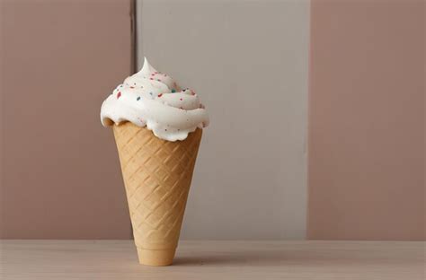 Fotografía profesional de helado artesanal servido en cucurucho destacando texturas y calidad
