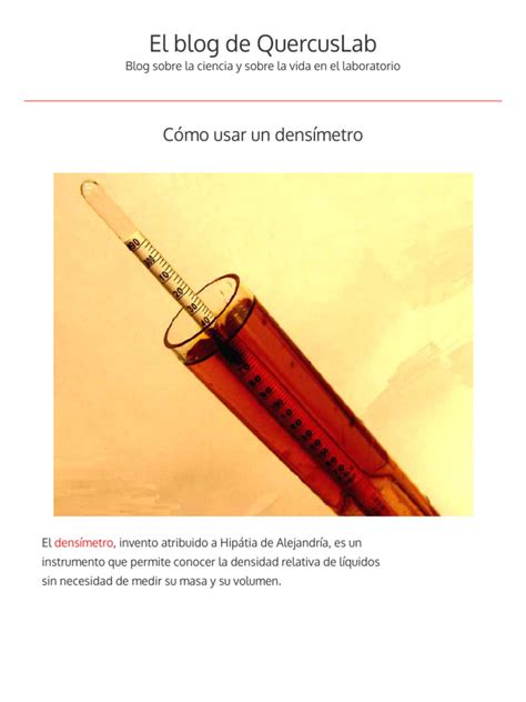 Diagrama mostrando el uso de un densímetro en la fermentación