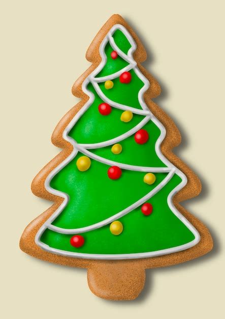 Ilustración de un árbol de Navidad hecho con galletas en forma de estrella, decorado con glaseado.