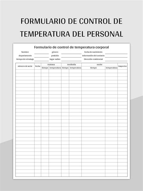 Ejemplo de registro de monitoreo de temperatura para un Punto Crítico de Control.