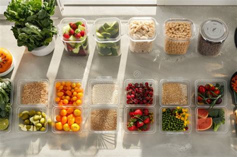 Esquema de ingredientes frescos dispuestos en recipientes para la preparación.