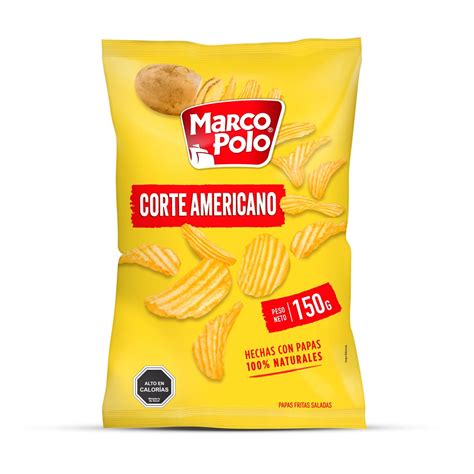 Variedad de paquetes de papas fritas Marco Polo en sus diferentes presentaciones