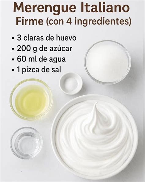 Esquema de los ingredientes básicos del merengue (claras, azúcar, opcionalmente aromatizantes)