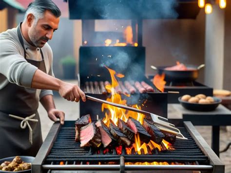 El asador experto manejando las brasas