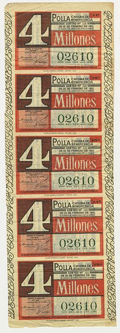 Réplica o imagen de un boleto original de Polla Chilena de Beneficencia de los años 30