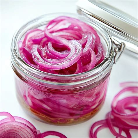 foto de cebollas en escabeche con tonalidad rosada