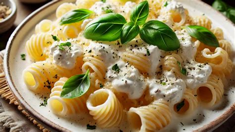 Pasta con salsa de ricotta y albahaca