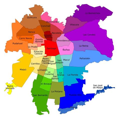 Mapa de Santiago con las comunas cubiertas por el despacho gratuito resaltadas