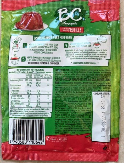 Infografía: Composición nutricional de la gelatina