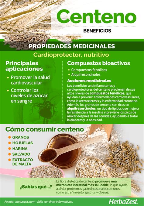 Infografía de beneficios del centeno para la salud