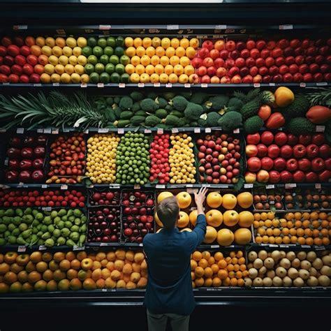 Niño seleccionando frutas en un supermercado con sus padres