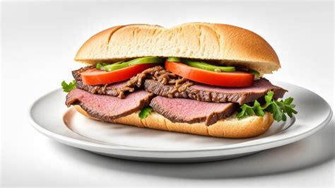 Plato de sándwich con carne asada de sobra