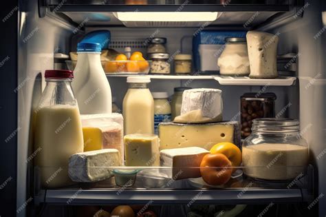 Refrigerador con productos lácteos