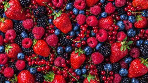 variedad de frutos rojos frescos y saludables