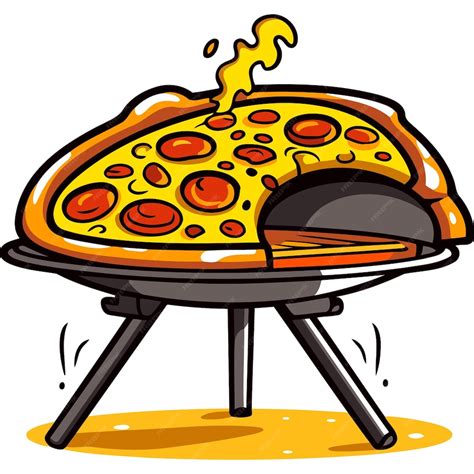 Representación de una pizza cocinándose en una parrilla con piedra