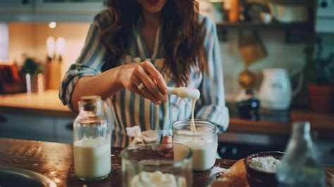Mujer preparando cera casera en la cocina, con ingredientes naturales