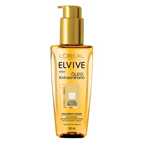 Botella de Elvive Aceite Extraordinario Universal con cabello brillante