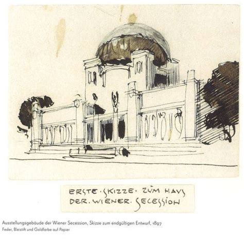 Boceto original del diseño de la Secesión de Viena por Joseph Maria Olbrich