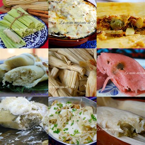 Mosaico de diferentes tipos de tamales mexicanos
