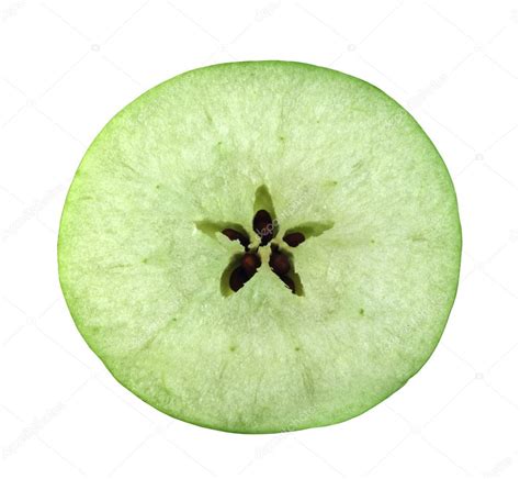 Sección transversal de una manzana mostrando la pulpa y la cáscara