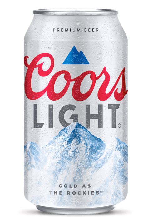 Lata de Coors Light mostrando el cambio de color de las montañas al enfriarse, indicando la temperatura óptima para su consumo.