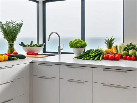 Variedad de ingredientes vegetales frescos en una cocina