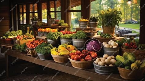 Mercado de agricultores con frutas y verduras frescas
