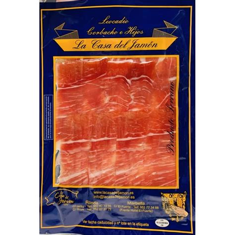 Foto de jamón serrano loncheado de la marca Receta del Abuelo, listo para servir