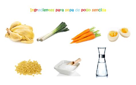 Ingredientes frescos para sopa de pollo y verduras