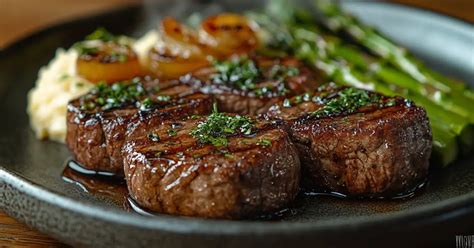 Medallones de filete sellándose en una sartén con aceite de oliva