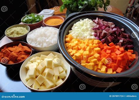 Ingredientes cortados y listos para agregar al guiso