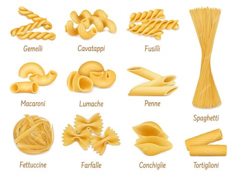 fotografía de diversos tipos de pasta seca como penne y rigatoni sobre una mesa de madera