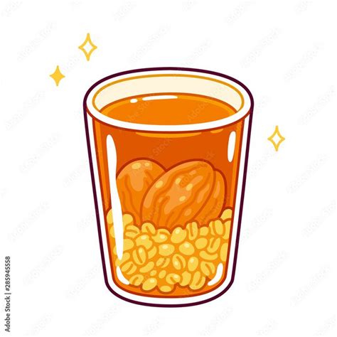 Ilustración de Mote con Huesillo servido en un vaso alto
