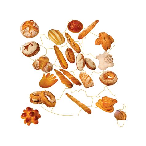 ilustración de diferentes formas de pan a lo largo de la historia