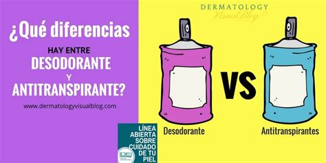 Esquema de las diferencias entre desodorante y antitranspirante, con énfasis en los ingredientes