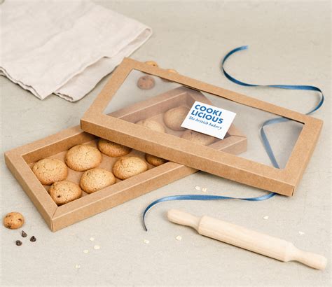 Caja de cartulina para galletas con ventana transparente y tapa