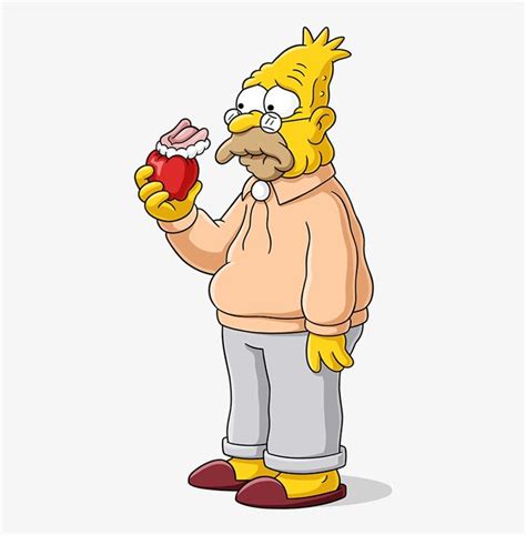 Homero Simpson anciano y los hijos adultos en el futuro de Los Simpson